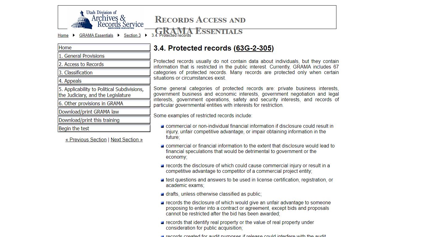 3.4. Protected records - Records Access and GRAMA Essentials - Utah